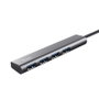 Trust Halyx Hub USB Tipo-C con 4 puertos USB-A Gris
